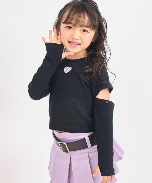 ANAP kids(アナップキッズ)の「マルチWAYリブトップス(Tシャツ/カットソー・キッズ・ラベンダー/ホワイト/ブラック・130/120/110)」の3枚目の写真