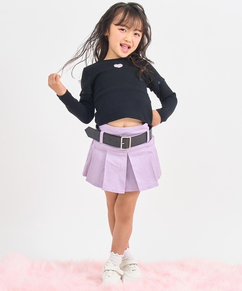 ANAP kids(アナップキッズ)の「マルチWAYリブトップス(Tシャツ/カットソー・キッズ・ラベンダー/ホワイト/ブラック・130/120/110)」の4枚目の写真