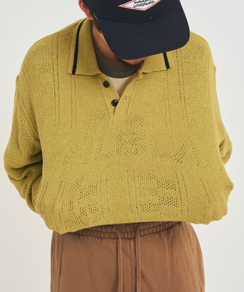 EFFECTEN（エフェクテン）の「【EFFECTEN】Stripe knit polo shirts（シャツ/ブラウス・メンズ・イエロー/ブラック・FREE）」の2枚目の写真