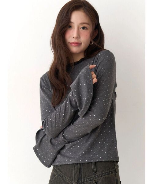 CALNAMUR（カルナムール）の「ラメドットフレアスリーブトップス（Tシャツ/カットソー・レディース・アイボリー/グレー/ブルー・FREE）」の7枚目の写真