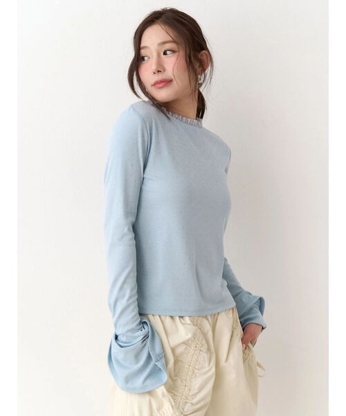 CALNAMUR（カルナムール）の「ラメドットフレアスリーブトップス（Tシャツ/カットソー・レディース・アイボリー/グレー/ブルー・FREE）」の11枚目の写真