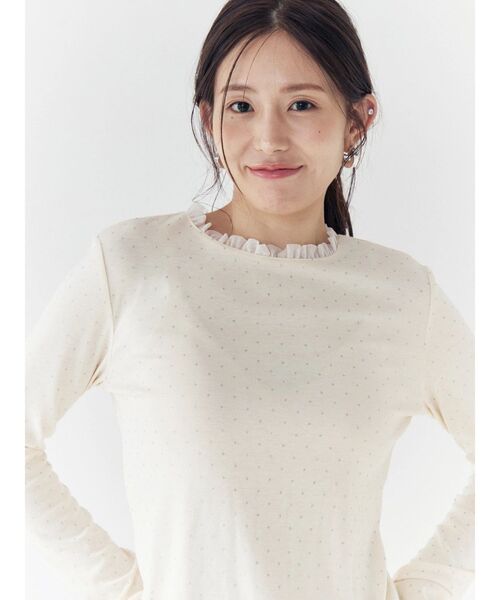 CALNAMUR（カルナムール）の「ラメドットフレアスリーブトップス（Tシャツ/カットソー・レディース・アイボリー/グレー/ブルー・FREE）」の13枚目の写真