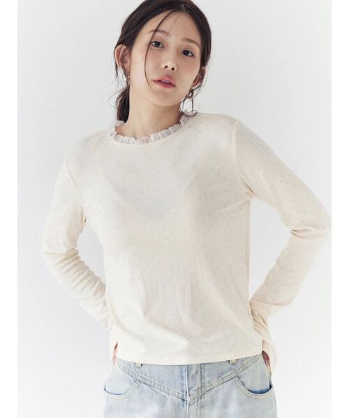 CALNAMUR（カルナムール）の「ラメドットフレアスリーブトップス（Tシャツ/カットソー・レディース・アイボリー/グレー/ブルー・FREE）」の14枚目の写真