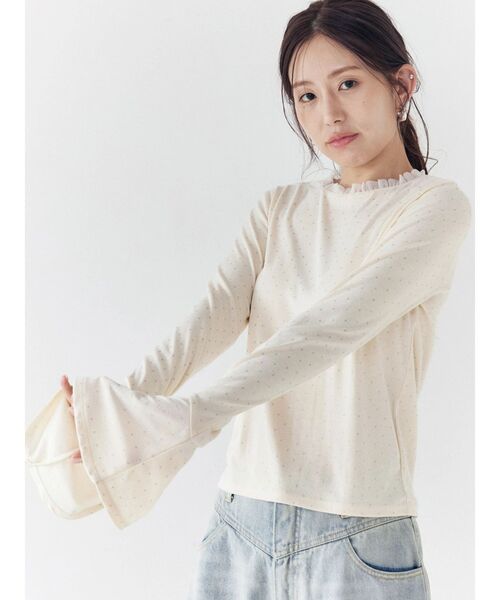 CALNAMUR（カルナムール）の「ラメドットフレアスリーブトップス（Tシャツ/カットソー・レディース・アイボリー/グレー/ブルー・FREE）」の16枚目の写真