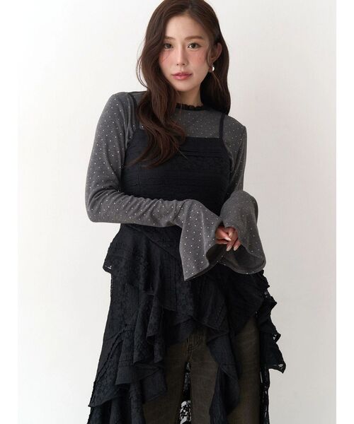 CALNAMUR（カルナムール）の「ラメドットフレアスリーブトップス（Tシャツ/カットソー・レディース・アイボリー/グレー/ブルー・FREE）」の22枚目の写真