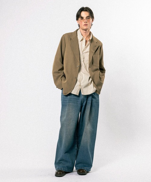 Elanque（エランク）の「wide denim pants / ワイドデニムパンツ（デニムパンツ・メンズ・ライトブルー/インディゴブルー・MEDIUM/LARGE）」の4枚目の写真
