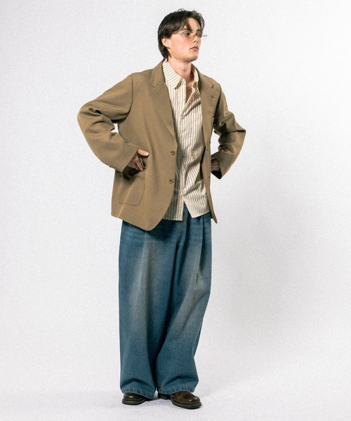 Elanque（エランク）の「wide denim pants / ワイドデニムパンツ（デニムパンツ・メンズ・ライトブルー/インディゴブルー・MEDIUM/LARGE）」の5枚目の写真