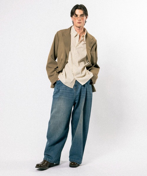 Elanque（エランク）の「wide denim pants / ワイドデニムパンツ（デニムパンツ・メンズ・ライトブルー/インディゴブルー・MEDIUM/LARGE）」の3枚目の写真