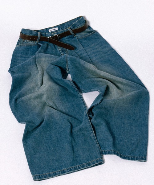 Elanque（エランク）の「wide denim pants / ワイドデニムパンツ（デニムパンツ・メンズ・ライトブルー/インディゴブルー・MEDIUM/LARGE）」の17枚目の写真