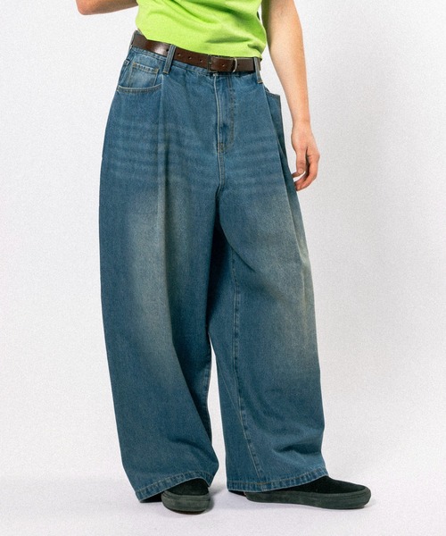 Elanque（エランク）の「wide denim pants / ワイドデニムパンツ
