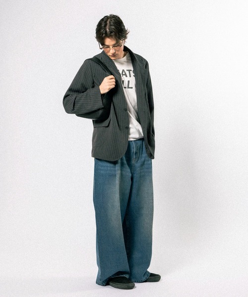 Elanque（エランク）の「wide denim pants / ワイドデニムパンツ（デニムパンツ・メンズ・ライトブルー/インディゴブルー・MEDIUM/LARGE）」の9枚目の写真