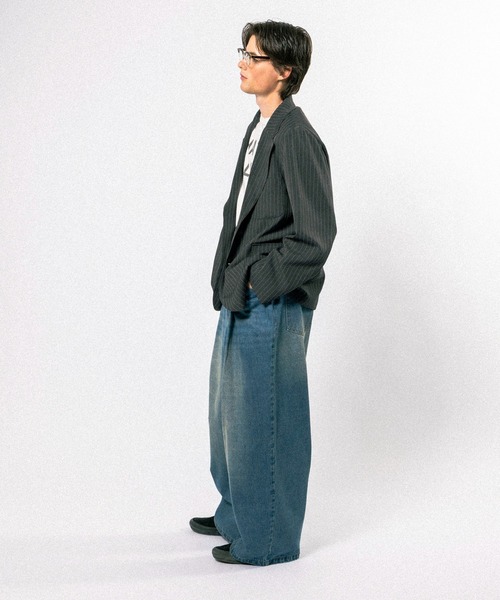 Elanque（エランク）の「wide denim pants / ワイドデニムパンツ（デニムパンツ・メンズ・ライトブルー/インディゴブルー・MEDIUM/LARGE）」の10枚目の写真