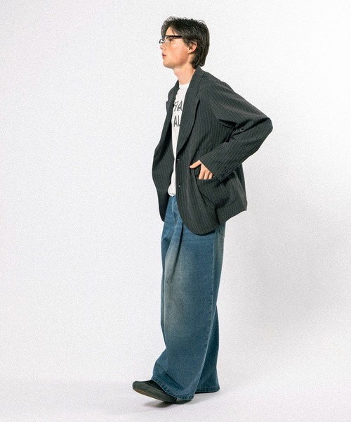 Elanque（エランク）の「wide denim pants / ワイドデニムパンツ（デニムパンツ・メンズ・ライトブルー/インディゴブルー・MEDIUM/LARGE）」の12枚目の写真