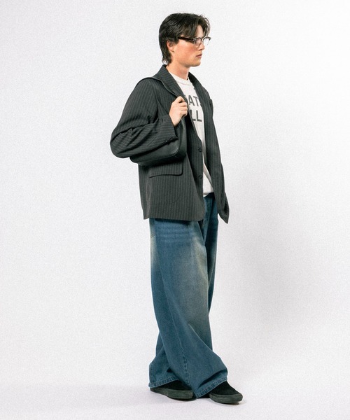Elanque（エランク）の「wide denim pants / ワイドデニムパンツ（デニムパンツ・メンズ・ライトブルー/インディゴブルー・MEDIUM/LARGE）」の13枚目の写真
