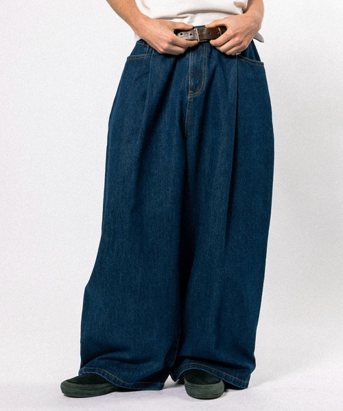 Elanque（エランク）の「wide denim pants / ワイドデニムパンツ（デニムパンツ・メンズ・ライトブルー/インディゴブルー・MEDIUM/LARGE）」の18枚目の写真