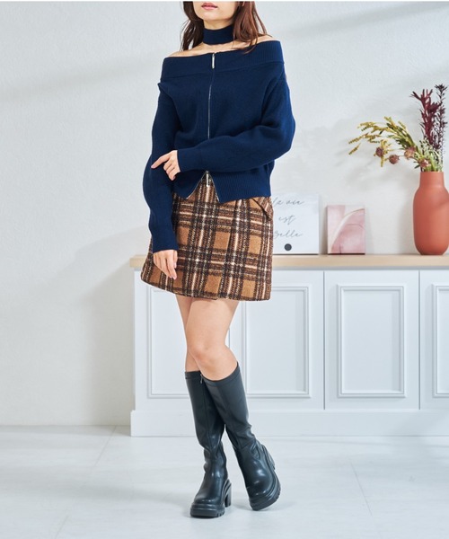 ORiental TRaffic（オリエンタルトラフィック）の「厚底 ストレッチ ミドル丈 ブーツ（ブーツ・レディース・ブラック・L/M）」の16枚目の写真