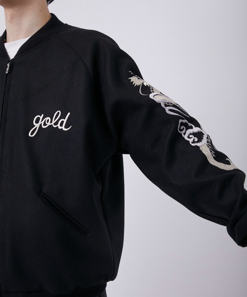 GOLD(ゴールド)の「【gold/ゴールド】WOOL MELTON ×ACETATE SOUVENIR JACKET(ブルゾン・メンズ・ブラック・S/M)」の5枚目の写真