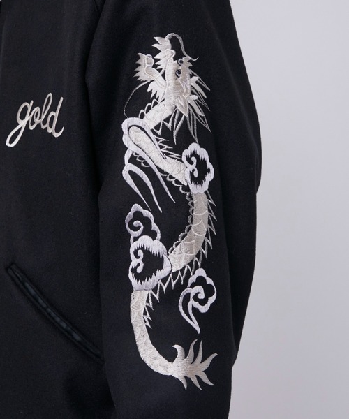 GOLD(ゴールド)の「【gold/ゴールド】WOOL MELTON ×ACETATE SOUVENIR JACKET(ブルゾン・メンズ・ブラック・S/M)」の11枚目の写真