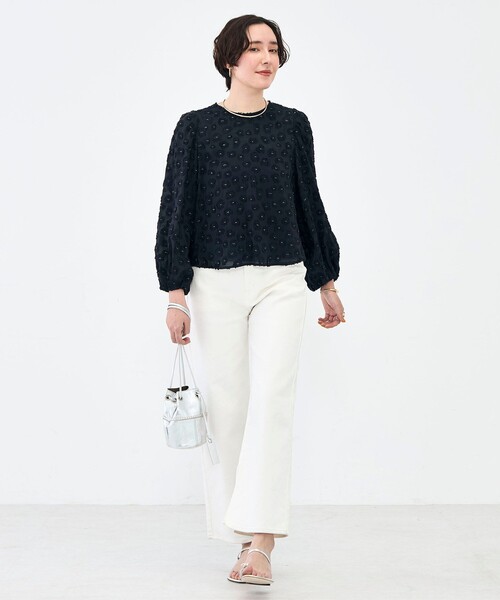 NOLLEY’S（ノーリーズ）の「【KIRYU】ウォッシャブル花柄ジャガードブラウス（シャツ/ブラウス・レディース・ホワイト/ネイビー・38）」の18枚目の写真