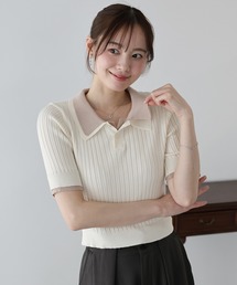 シャツレイヤードポロニット