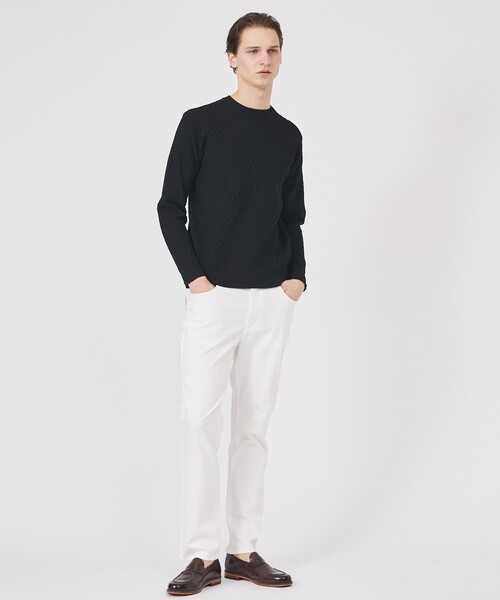 ABAHOUSE GRAY(アバハウスグレイ)の「【ハイストレッチ】ブロックチェック ジャガード クルーネックニット(ニット/セーター・メンズ・ホワイト/ブラック/ネイビー/グリーン/ライトグレー・50/48/46)」の6枚目の写真