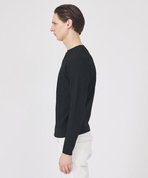 ABAHOUSE GRAY(アバハウスグレイ)の「【ハイストレッチ】ブロックチェック ジャガード クルーネックニット(ニット/セーター・メンズ・ホワイト/ブラック/ネイビー/グリーン/ライトグレー・50/48/46)」の7枚目の写真