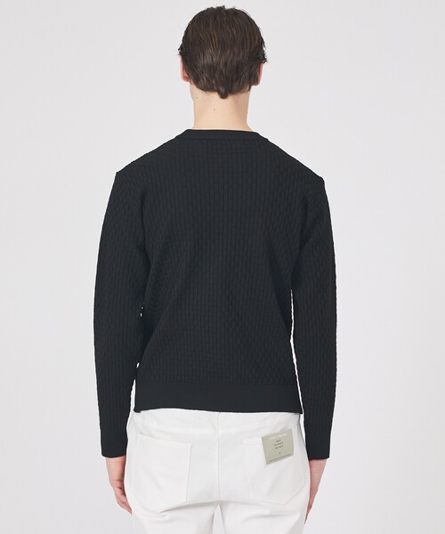 ABAHOUSE GRAY(アバハウスグレイ)の「【ハイストレッチ】ブロックチェック ジャガード クルーネックニット(ニット/セーター・メンズ・ホワイト/ブラック/ネイビー/グリーン/ライトグレー・50/48/46)」の8枚目の写真