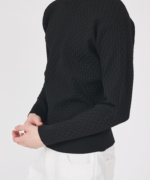 ABAHOUSE GRAY(アバハウスグレイ)の「【ハイストレッチ】ブロックチェック ジャガード クルーネックニット(ニット/セーター・メンズ・ホワイト/ブラック/ネイビー/グリーン/ライトグレー・50/48/46)」の10枚目の写真