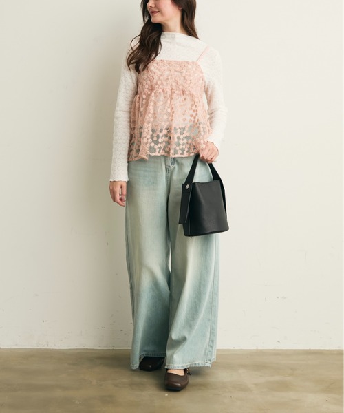 Lunea（ルネア）の「ジャガード花柄シアービスチェ/キャミソール（キャミソール・レディース・アイボリー/ピンク/ライトブルー・FREE）」の21枚目の写真