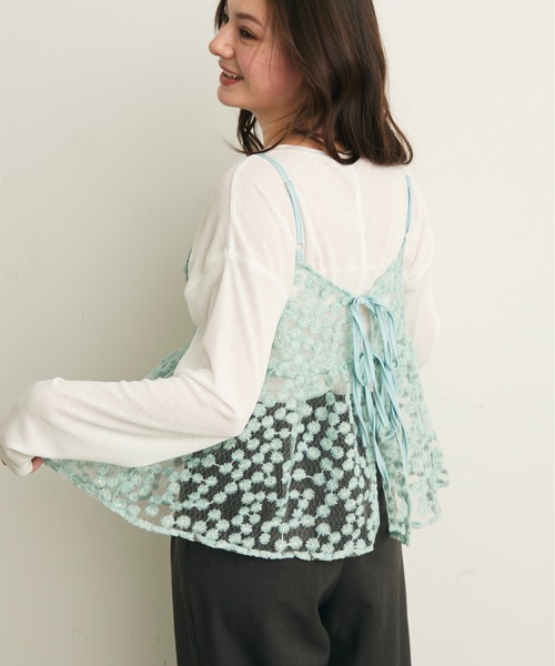 Lunea（ルネア）の「ジャガード花柄シアービスチェ/キャミソール（キャミソール・レディース・アイボリー/ピンク/ライトブルー・FREE）」の18枚目の写真