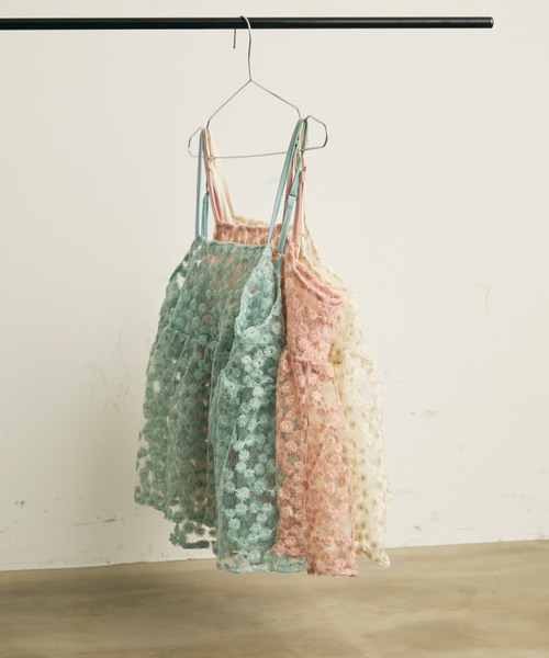 Lunea（ルネア）の「ジャガード花柄シアービスチェ/キャミソール（キャミソール・レディース・アイボリー/ピンク/ライトブルー・FREE）」の20枚目の写真