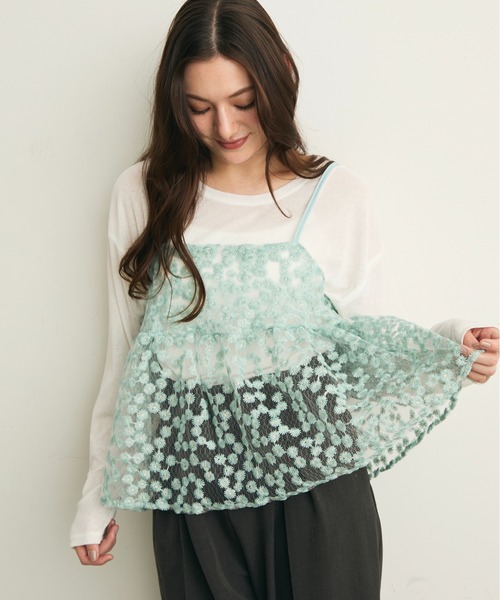 Lunea（ルネア）の「ジャガード花柄シアービスチェ/キャミソール（キャミソール・レディース・アイボリー/ピンク/ライトブルー・FREE）」の16枚目の写真