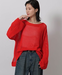 LAKOLE | 5ゲージ透かし編みボートネックプルオーバー / 643962(ニット/セーター)