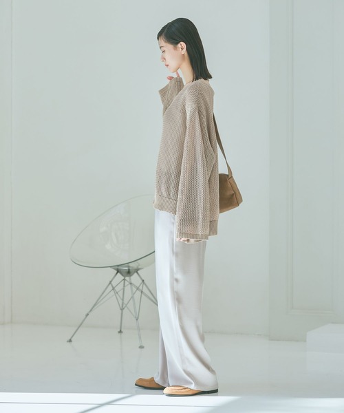 LAKOLE（ラコレ）の「5ゲージ透かし編みボートネックプルオーバー / 643962（ニット/セーター・レディース・レッド/オフホワイト/ベージュ/ブラック・FREE）」の7枚目の写真