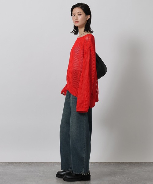 LAKOLE（ラコレ）の「5ゲージ透かし編みボートネックプルオーバー / 643962（ニット/セーター・レディース・レッド/オフホワイト/ベージュ/ブラック・FREE）」の17枚目の写真