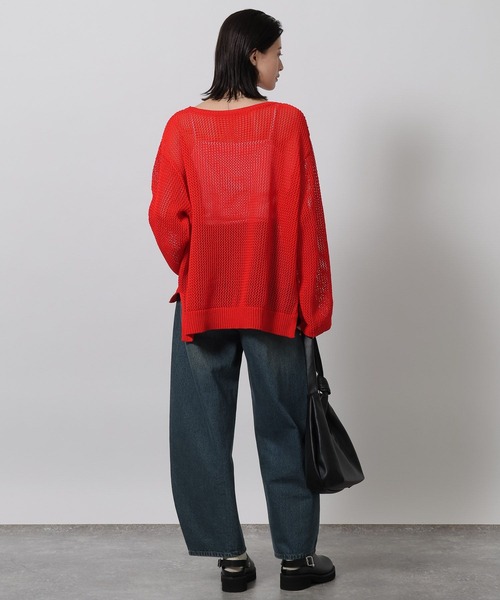 LAKOLE（ラコレ）の「5ゲージ透かし編みボートネックプルオーバー / 643962（ニット/セーター・レディース・レッド/オフホワイト/ベージュ/ブラック・FREE）」の18枚目の写真