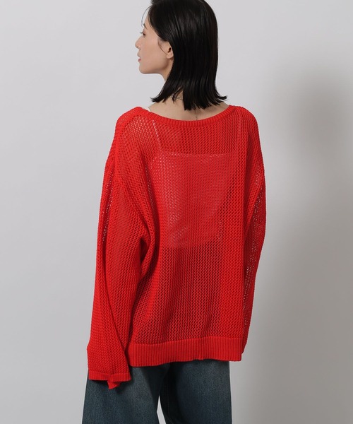 LAKOLE（ラコレ）の「5ゲージ透かし編みボートネックプルオーバー / 643962（ニット/セーター・レディース・レッド/オフホワイト/ベージュ/ブラック・FREE）」の20枚目の写真