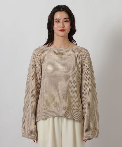 LAKOLE（ラコレ）の「5ゲージ透かし編みボートネックプルオーバー / 643962（ニット/セーター・レディース・レッド/オフホワイト/ベージュ/ブラック・FREE）」の21枚目の写真