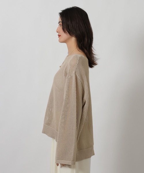 LAKOLE（ラコレ）の「5ゲージ透かし編みボートネックプルオーバー / 643962（ニット/セーター・レディース・レッド/オフホワイト/ベージュ/ブラック・FREE）」の22枚目の写真