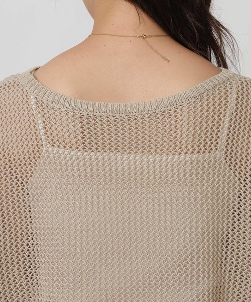 LAKOLE（ラコレ）の「5ゲージ透かし編みボートネックプルオーバー / 643962（ニット/セーター・レディース・レッド/オフホワイト/ベージュ/ブラック・FREE）」の12枚目の写真