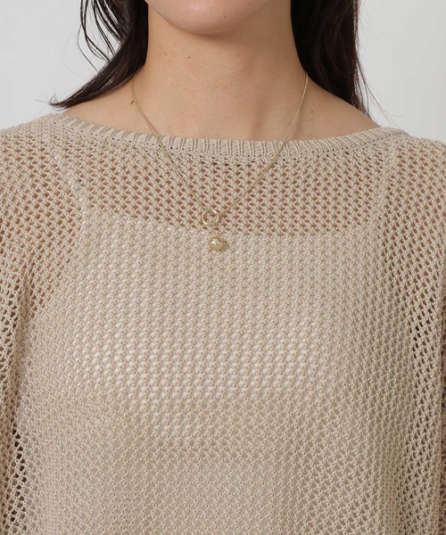 LAKOLE（ラコレ）の「5ゲージ透かし編みボートネックプルオーバー / 643962（ニット/セーター・レディース・レッド/オフホワイト/ベージュ/ブラック・FREE）」の13枚目の写真