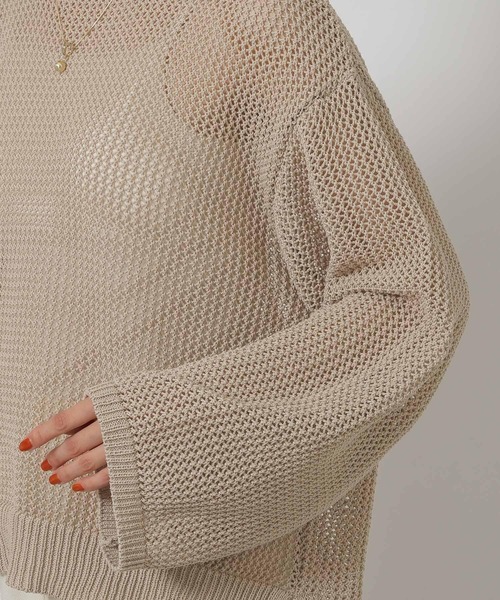 LAKOLE（ラコレ）の「5ゲージ透かし編みボートネックプルオーバー / 643962（ニット/セーター・レディース・レッド/オフホワイト/ベージュ/ブラック・FREE）」の14枚目の写真