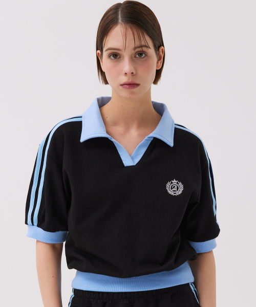 AWESOME STUDIO(オーサムスタジオ)の「スポーティ配色カラー 半袖Tシャツ ブラック(ポロシャツ・レディース・ブラック・FREE)」の2枚目の写真