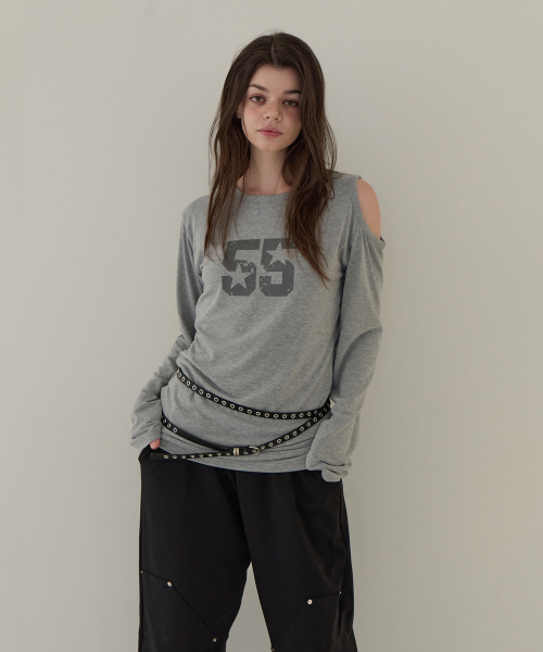 5OML(オーオーエムエル)の「55 オーバーサイズ ロングスリーブ (メランジグレー)(Tシャツ/カットソー・レディース・グレー・FREE)」の2枚目の写真