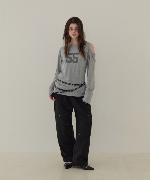 5OML(オーオーエムエル)の「55 オーバーサイズ ロングスリーブ (メランジグレー)(Tシャツ/カットソー・レディース・グレー・FREE)」の3枚目の写真