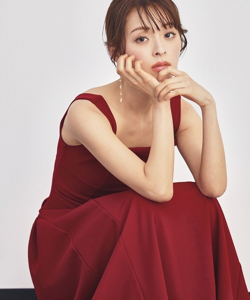 LOWO(ロワ)の「スクエアネックノースリーブロングドレス パーティードレス 発表会 演奏会 お呼ばれ(ドレス・レディース・ホワイト/ボルドー/ブラック・L/M/2L/S)」の7枚目の写真