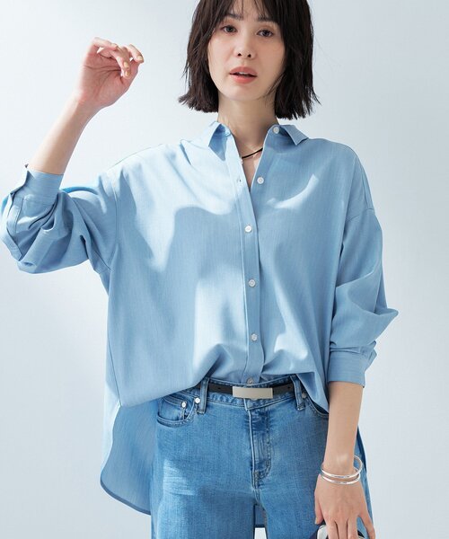 INDIVI（インディヴィ）の「【洗える】デニムライクシャツ（シャツ/ブラウス・レディース・ブルー系その他5/サックスブルー系3・38/13/05）」の4枚目の写真