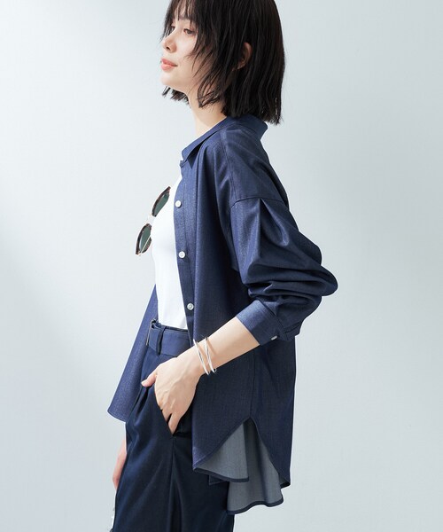 INDIVI（インディヴィ）の「【洗える】デニムライクシャツ（シャツ/ブラウス・レディース・ブルー系その他5/サックスブルー系3・38/13/05）」の8枚目の写真