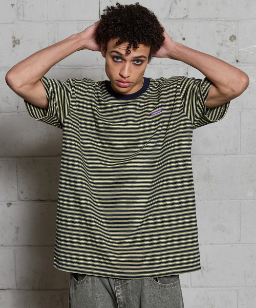 HOODHOOD(フッドフッド)の「ロゴストライプ半袖Tシャツネイビー(Tシャツ/カットソー・レディース・その他・1/2)」の3枚目の写真