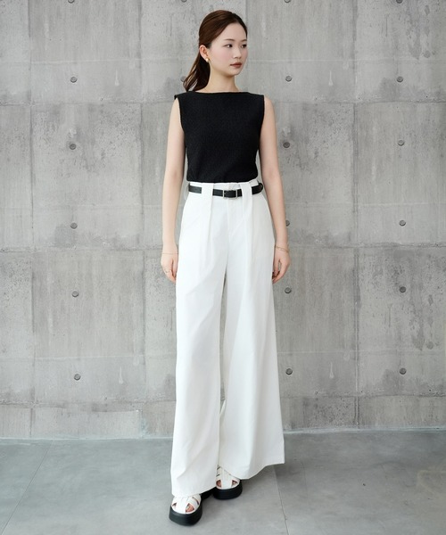 DRESS PLUS(ドレスプラス)の「ワイドパンツ ハイウエスト ボトムス(その他パンツ・レディース・ベージュ/オフホワイト/ブラック・M/L)」の4枚目の写真